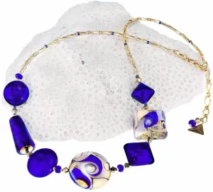 Lampglas Affascinante collanaGold Blue con oro 24 carati e argento puro nelle perle Lampglas NRO5