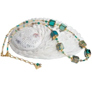 Lampglas Collana Emerald Oasis con oro 24 carati nelle perle Lampglas NCU68