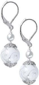 Lampglas Deliziosi orecchini White Romancecon argento puro Lampglas EV1