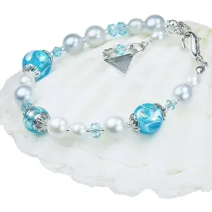 Lampglas Elegante bracciale BlueLace con perle Lampglas con argento puro BP4
