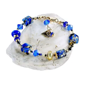 Lampglas Elegante bracciale Deep Blue con perle in oro 24k Lampglas BCU50