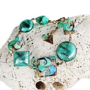 Lampglas Elegante bracciale Emerald Princessplaccato in oro 24 carati e argento sterling nelle perle Lampglas BRO1