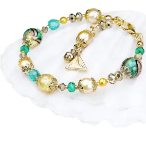 Lampglas Elegante bracciale Green Sea con perle Lampglas con oro 24 carati BP26