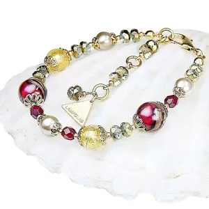Lampglas Elegante bracciale Red Sea con perle Lampglas con oro 24 carati BP25