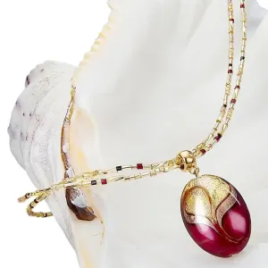 Lampglas Elegante collana Red Sea con perla Lampglas con oro 24 carati NP25