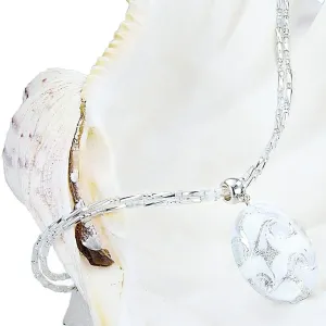 Lampglas Elegante collana White Lacecon perla Lampglas con argento puro NP1