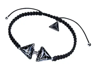 Lampglas ElegantElegante bracciale Double Black Marble Trianglecon argento puro nelle perle Lampglas BTA-D-2