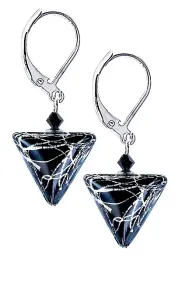 Lampglas Eleganti orecchini Black Marble Trianglecon argento puro in perle Lampglas ETA2