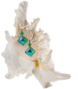 Lampglas Eleganti orecchini Emerald Princesscon argento puro Lampglas ERO1