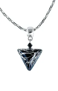 Lampglas Elegante collana Black Marble Triangle con argento nella perla Lampglas NTA2