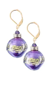Lampglas Esclusivi orecchini Violet Shine con oro 24 carati e perle Lampglas ERO11