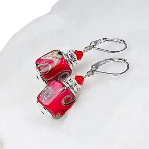 Lampglas Meravigliosi orecchini Scarlet Passion realizzati con perle Lampglas ESA16