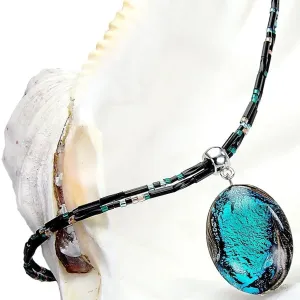 Lampglas Misteriosa collana Deep Sea con perla Lampglas con argento puro NP11
