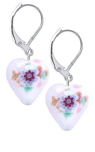 Lampglas Orecchini giocosi Fiore rosa con disegno unico in perle Lampglas ELH11