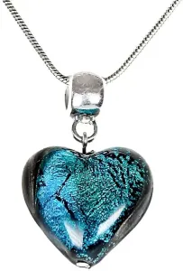 Lampglas Particolare collana Turquoise Heart con perla Lampglas con argento puro NLH5