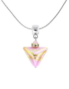 Lampglas Romantica collana Sweet Rose Triangle con oro a 24 carati nelle perle Lampglas NTA9