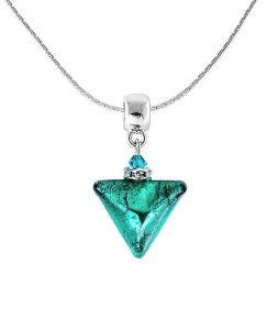 Lampglas Splendida collana Green Triangle argento nella perla Lampglas NTA7
