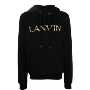 Lanvin Mens Curb Embroidered Hoodie Black - M BLACK