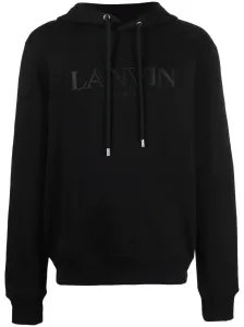 Lanvin Mens Embroidered Logo Hoodie Black - M BLACK