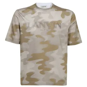 Lanvin Mens Camo T-shirt Beige - L BEIGE