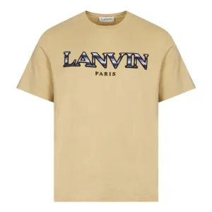 Lanvin Mens Curb Embroidered Sand Logo T-shirt Beige - L BEIGE