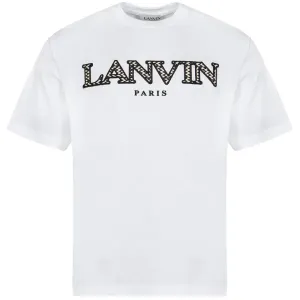 Lanvin Mens Curb Logo Appliquéd Cotton T-shirt White - L WHITE