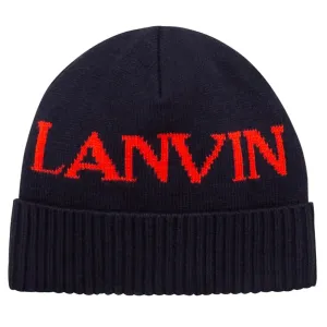 Lanvin Boys Logo Wool Hat Navy - 58 cm NAVY