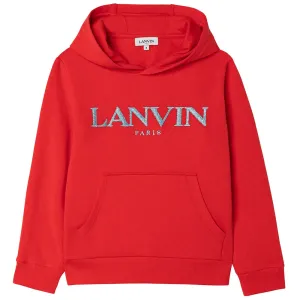 Lanvin Girls Sparkle Embroidered Hoodie Red - 12Y Red