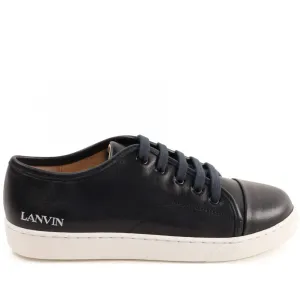 Lanvin Boys Leather Trainers Navy - NAVY EU34