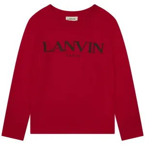 Lanvin Boys Logo Long Sleeved T-shirt Red - 10Y RED