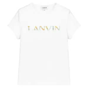 Lanvin Girls Flower Swirl Logo T-Shirt White - 10Y WHITE