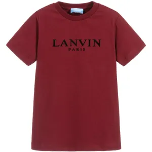 Lanvin Paris Boys Logo T-Shirt Burgundy - BURGUNDY 8Y