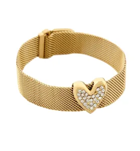 Liu Jo Elegante bracciale a cuore in maglia placcato oro Symbols LJ1868
