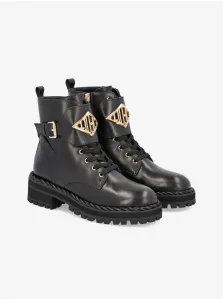 Black Leather Ankle Boots Liu Jo Pink 127 - Women #921410