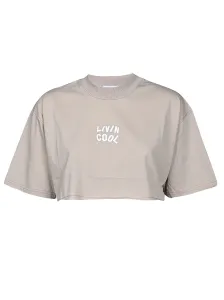 LIVINCOOL - T-shirt Crop Oversize Con Logo In Cotone #1696707