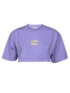 LIVINCOOL - T-shirt Crop Oversize Con Logo In Cotone #1696740