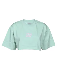 LIVINCOOL - T-shirt Crop Oversize Con Logo In Cotone #1696763