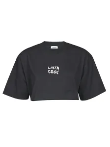 LIVINCOOL - T-shirt Crop Oversize Con Logo In Cotone #1696787