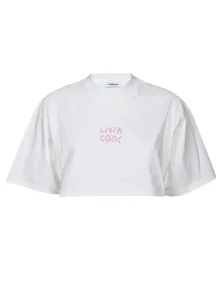 LIVINCOOL - T-shirt Crop Oversize Con Logo In Cotone #1696790