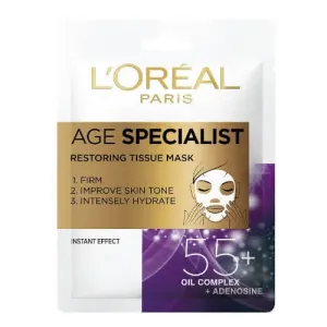 L´Oréal Paris Maschera viso distensiva e illuminante in tessuto con effetto immediato Age Specialist 55+ (Restoring Tissue Mask) 1 pz