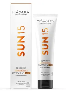 MÁDARA BB Crema brillante per viso e corpo SPF 15 Beach BB (Shimmering Sunscreen) 100 ml