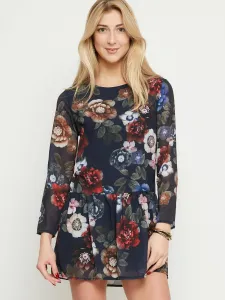 Floral dress with frill navy blue