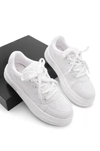 Marjin Women's Sneakers High Sole Lace-Up Sneakers Topez White #2436573
