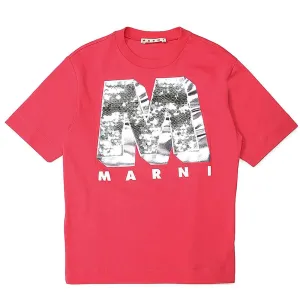Marni Girls Sequin Logo T-shirt Red - 10Y RED