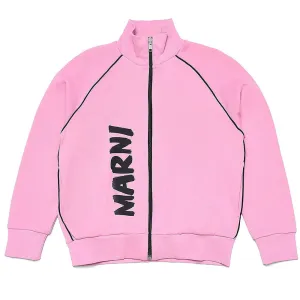 Marni Girls Zip Top With Vertical Brush Logo Pink - 10Y PINK