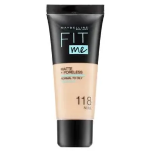 Maybelline Fit Me! Foundation Matte + Poreless 118 Nude fondotinta liquido con un effetto opaco 30 ml