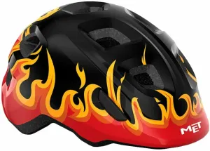 MET Hooray Black Flames/Glossy S (52-55 cm) Casco da ciclismo per bambini