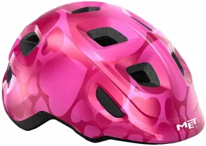 MET Hooray Pink Hearts/Glossy XS (46-52 cm) Casco da ciclismo per bambini