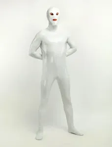 Bianco bocca aperta e gli occhi aperti progettato Unisex PVC vestiti Carnevale
