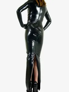 Carnevale Abbigliamento PVC nero lucido per donne con calzamaglia Halloween #342846